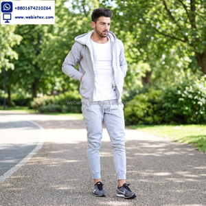 Survêtements de sport d'hiver sur mesure pour hommes, anti-bactériens, gris, pour la course à pied, taille XL/XXL, en polyester/coton - Product Image 2