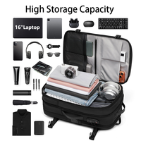 Sac à dos de voyage étanche à compression sous vide, extensible, avec port USB, compartiment pour ordinateur portable de 16 pouces, grande capacité, pour affaires et randonnée