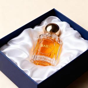 Nueva llegada: Botella de perfume personalizada de 50 ml, botella de vidrio para perfume de 100 ml, botella de perfume vacía redonda degradada en color ámbar con tapa. - Product Image 2