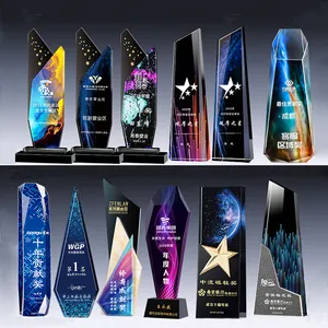 Atacado k9 cristal de troféu uv impressão personalizada campeão award cristal award troféu