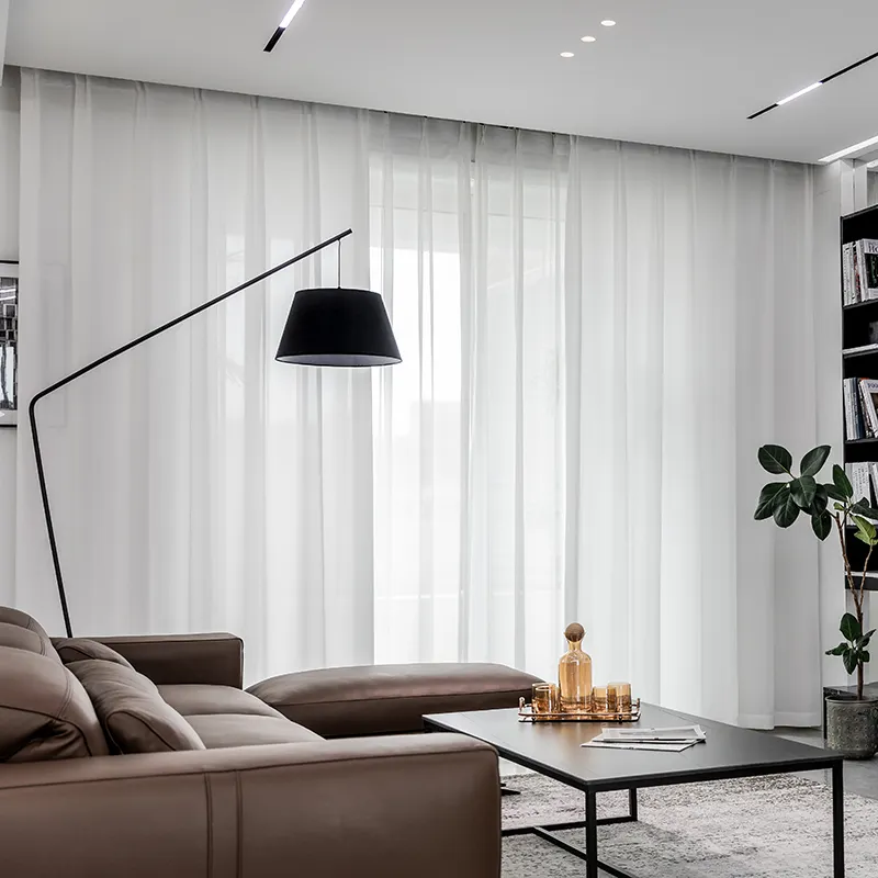 Innermor cortinas de tul grueso blanco suave para decoración de sala de estar cortina transparente sólida de gasa moderna