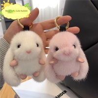 Porte-clés en fausse fourrure de lapin, 3 couleurs, pendentif en peluche moelleux pour sac et accessoire de voiture, vente en gros