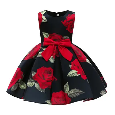 Lzh Rose Print Prinses Jurk Kinderkleding Bloem Meisjes Wedding Party Jurken Mouwloze