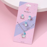 Nouveau Collier, Boucles d'oreilles et Bague Ajustable en Alliage Plaqué Rhodium, Motif Coquillage, Conque et Étoile de Mer, Colorés et Tendance pour Enfants