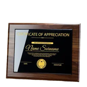 Factory Wholesale Cheap Price Crystal Glass Wood Plaque Award With Custom Design
