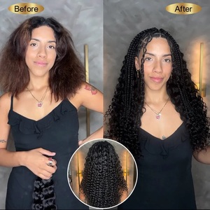 Wholesale Manufacturer 12A Virgin Hair <b>Extension</b> Feathering Tip Curly Human Crochet Braiding Human Hair Bundles for Women - Product Image 5