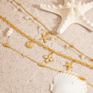 Bracelet à breloques Poisson Squelette en Alliage de Zinc Plaqué Or avec Sertissage clos, Bijou Cadeau, Accessoire de Mode Style Océan - Product Image 3