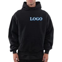 Pullover French Terry 100% katun Logo bordir kustom 340g hoodie kebesaran kosong dan Sweatshirt untuk pria