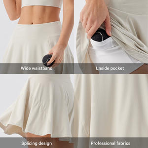 Toptan Özel Kadın Yüksek Bel <span class=keywords><strong>2</strong></span>'si 1 Arada Hızlı Kuruyan Spor Salonu Kızlar İçin Güvenlik Şortlu ve Gizli Cepli Tenis Etekleri - Product Image 4