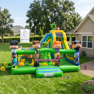 Château gonflable commercial pour enfants, avec toboggan et souffleur, idéal pour les fêtes en extérieur - Product Image 1