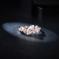 Bague de promesse en or rose 1 carat avec diamant simulé pour femme, couleur D, en argent sterling 925, coupe marquise, moissanite