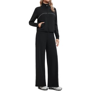 Women's 2 Piece Tracksuit <b>Zip</b> <b>Up</b> Long Sleeve Sweatshirt Wide Leg Sweatpants Matching Set Casual Lounge Wear Autumn Breathable - Product Image 1