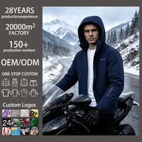 Veste de ski à capuche marine pour homme, 2 en 1, manteau d'hiver chaud avec doublure matelassée amovible pour snowboard, randonnée, ski, temps froid