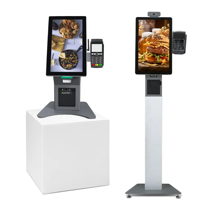 Kiosque de restaurant 15.6 21.5 pouces écran LCD Full HD autoportant/comptoir commande de nourriture QSR kiosque de service rapide