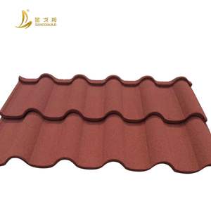 Materiales de construcción Color rojo Azulejos de metal recubiertos de piedra Arco alto Aluminio Zinc Golan Azulejos Hoja de techo - Product Image 3