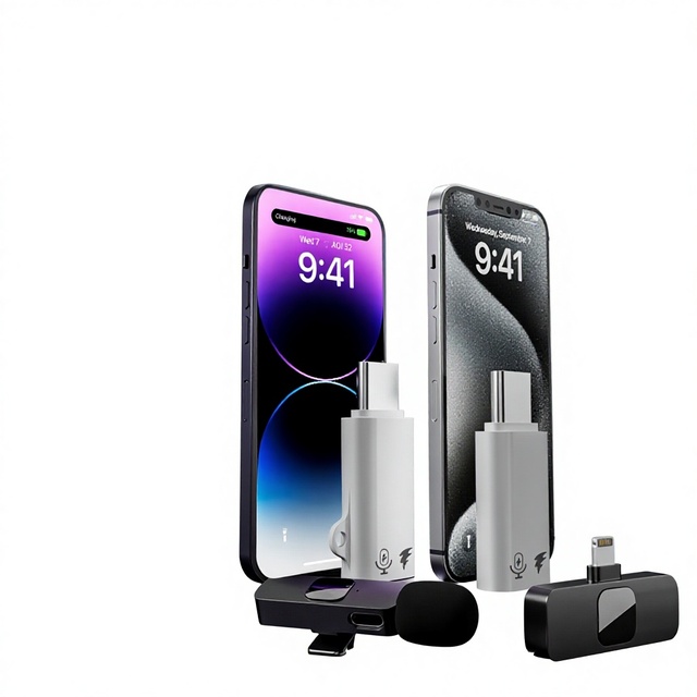 Aluminum Lightning Female to Type-C Male OTG Adapter for Mobile Phones with Collar Clip Microphone Charging