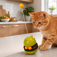 Juguete de Rompecabezas para Gatos con Dispensador de Comida Ajustable, Base Oscilante con Peso y Bolas Dobles para una Alimentación Divertida en Interiores Diariamente