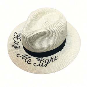 Sombrero Panamá Beige Personalizado para Mujer, con Cinta Negra, Diseño Calado y Transpirable, para Playa - Product Image 5