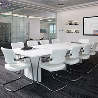 Table de salle de réunion et chaises de haute qualité, table de salle de réunion longue en Corian blanc personnalisée, table de formation moderne