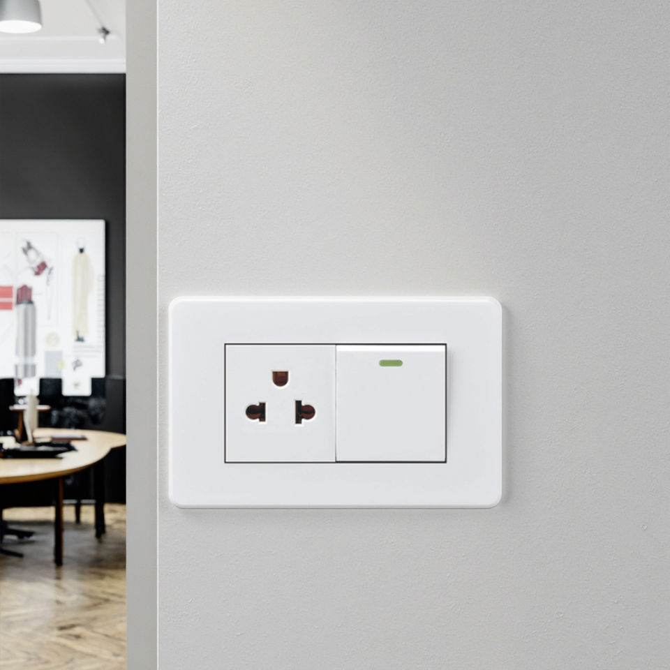 VNX Wholesale Simple Light Luxury Fashion US Standard White PC 1 Gang 1 Way Wall Light Switch and Socket