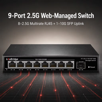Switch Web Managed 9 Port 2.5G, 8x2.5G RJ45+1x10G SFP, Tanpa Kipas, Berbahan Logam untuk Jaringan Perusahaan, Hotel, dan Kampus