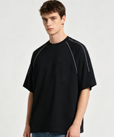 T-shirt à manches courtes pour couple, col rond ample, surdimensionné, en coton 220G 20S, avec empiècements en lin, doux, respirant, élégant, sur mesure