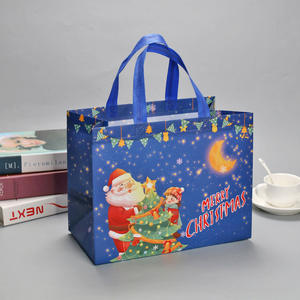 Sacs cadeaux de Noël pliables multifonctionnels en polyester non tissé avec poignées pour l'emballage et les fournitures de fête - Product Image 4