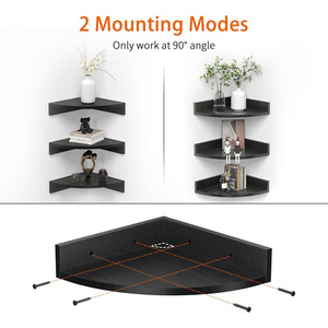Custom 3-Piece Wall-Mounted Wooden Floating Shelf Stand for <b>Corner</b> Shelves in Bedrooms <b>Bathrooms</b> Kitchens Living Rooms - Product Image 2