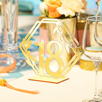 Numéros de table 3D en acrylique, centres de table de mariage, supports de marquage des places dorés et argentés effet miroir, panneaux DIY pour décorations de réception