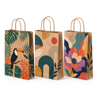 Sacs en papier kraft brun biodégradables et recyclables avec logo personnalisé imprimé, pour la vente à emporter, les restaurants, le café, avec poignée