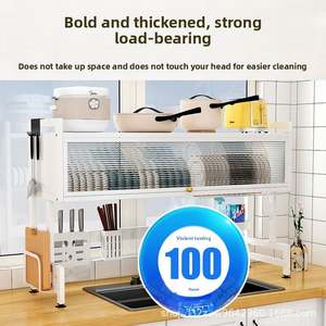 Égouttoir à vaisselle multifonctionnel double en acier moderne, support de rangement pour évier de cuisine, étagère de drainage pour armoire, outils de nettoyage - Product Image 5