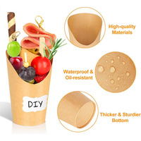 Gobelets en papier kraft jetables pour frites, charcuterie, fruits, collations, supports coniques en papier pour la restauration