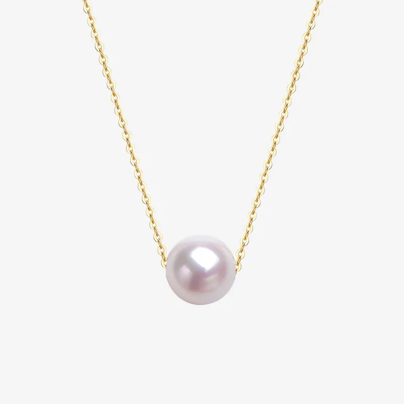 2022 New White Seawater Cultured AAAA Quality Genuine 18k Gold 16.5inch Real Pearl Necklace