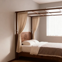Lit double moderne et minimaliste de qualité supérieure pour chambre principale, en bois massif de noyer noir, style chinois, luxe léger, design linéaire