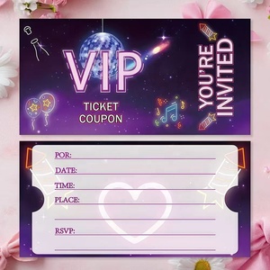 10 Stück Kpop-Themen Geburtstagseinladungskarten Neon-Party Film Lila VIP-Partyeinladungen für Jungen und Mädchen - Product Image 5