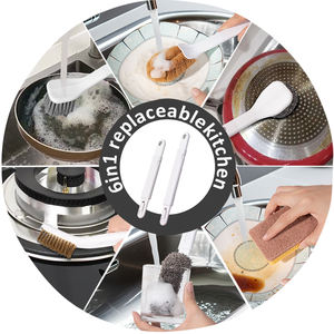 HOLAMAMPA Ensemble de brosses de nettoyage 6 en 1 avec têtes interchangeables Outil de récurage multifonctionnel - Product Image 5