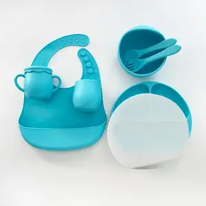 2024 Baby Silicone Cutlery Set Assiette Pour BB Enfant Plato de Bebe Plate and Bowl Dishes for Child Packaged in Box