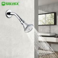 Set Shower SOLVEX Zinc 2-1/2 inci 3-1/2 inci, Kepala Shower dengan Lengan Logam, Penutup Baja Anti Karat, Permukaan Berlapis Krom, untuk Kamar Mandi Hotel