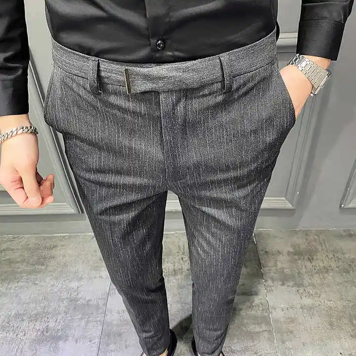 Straight Leg Formal Pants Smart Casual Work Trousers Slim Fit Chino Men Office Business men's pants