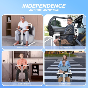 180 °   Chaise <span class=keywords><strong>de</strong></span> transfert <span class=keywords><strong>de</strong></span> patient hydraulique à siège séparé 4 en 1, fauteuil roulant commode réglable en hauteur, capacité 330 lbs, pour soins à domicile des personnes âgées - Product Image 2