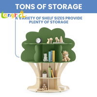 Étagère pour enfants de haute qualité en vert fougère bibliothèque d'arbre artisanale naturelle pour la maternelle ou le parc de la chambre à coucher