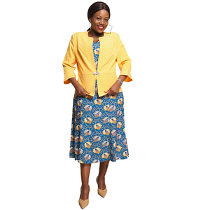 Nouveaux ensembles jupe et veste grande taille pour femmes, style africain, deux pièces, élégants, décontractés, pour le bureau, robes midi crayon florales pour l'église - Product Image 2