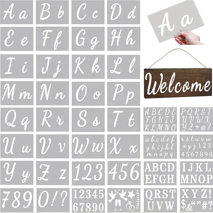 Arabic calligraphy Alphabet Stencils Painting Drawing Template Reusable Cursive Letter and Number Stencils