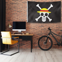 Drapeau des Pirates de One Piece Luffy 3x5ft Double Face Jolly Roger Bannière Anime pour Décoration Murale Chambre et Caverne d'Homme