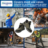 Bottes de travail à bout en acier pour hommes, gris, noir, super cuir et tissu à mailles sandwich, tête en acier standard européen anti-écrasement
