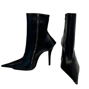 Big Size 44 Sexy Slip-On Closure Slim Heels Women Pointy Toe Ankle Boots High-Heeled Stiletto Shoes Autumn Solid Short <b>Booty</b> - Product Image 1