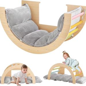 Estructura de Madera para Escalar para Bebés, Forma Geométrica, Madera Maciza, Cama Multifuncional con Función de Balanceo para Jugar en Interiores - Product Image 1
