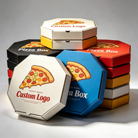 Caja de Embalaje para Comida Rápida al por Mayor para Restaurantes, Caja de Pizza Poligonal Personalizada, Caja de Pizza con Orificios de Ventilación para Llevar