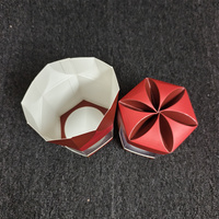 Boîte d'emballage hexagonale personnalisée pour bougies, avec fenêtre PVC, impression UV rouge, motif floral, pour bougies parfumées de Noël, boîte cadeau en papier