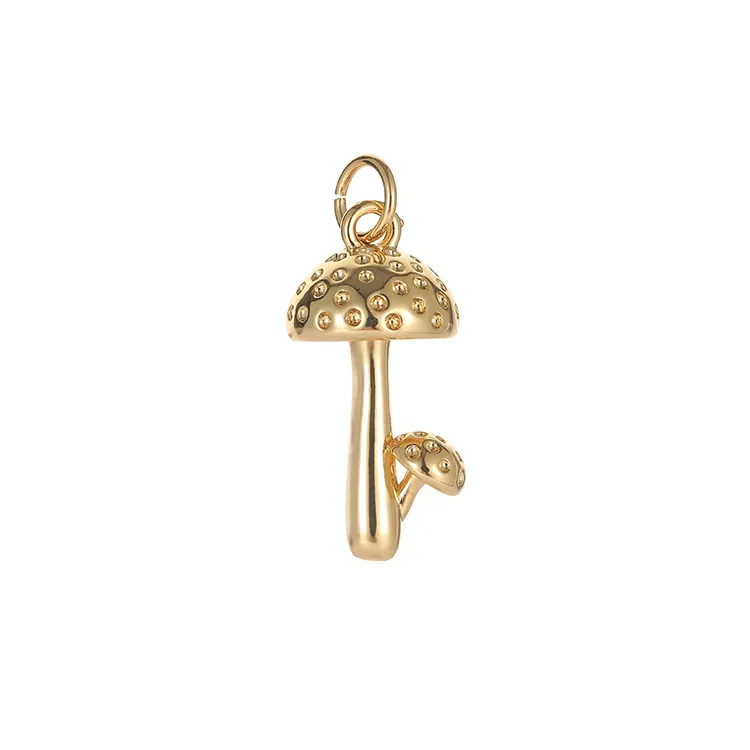 Colgante de latón con forma de seta para collar, joyería de diseño con forma de seta, chapado en oro de 14K, 2021